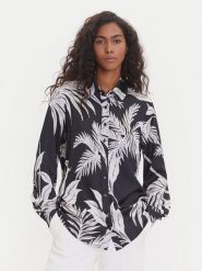 Guess Koszula W5YH03 WF1T2 Czarny Regular Fit. Czarne bluzki damskie Guess, xs, z aplikacjami, z syntetyku, bez kołnierzyka, bez ramiączek. Za 289.99 zł.