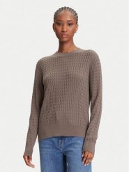 Tommy Hilfiger Sweter Fine WW0WW44993 Brązowy Regular Fit. Brązowe swetry damskie Tommy Hilfiger, xs, bez wzorów, z bawełny, bez kołnierzyka, bez ramiączek, bez kaptura. Za 449.99 zł.