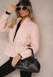 Różowa Kurtka Pikowana Ściągana w Pasie Luluna. Czerwone kurtki damskie Renee, m, bez wzorów, z jeansu, bez kaptura. Za 139.99 zł.