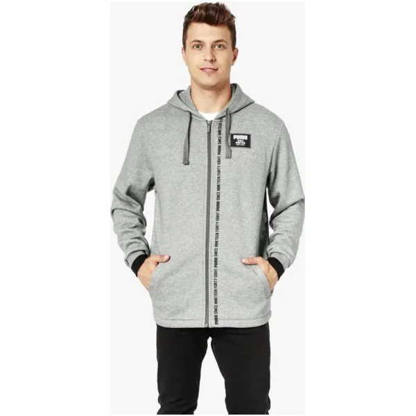 Puma Bluza Rebel Block Fz Hoody Fl , szary, rozmiar XL. Szare bluzy męskie Puma, m, bez wzorów, z bawełny, bez kaptura, na fitness i siłownię. W wyprzedaży za 179.99 zł.