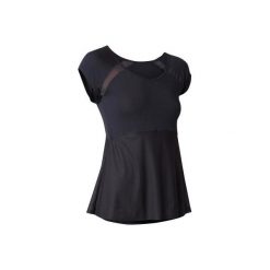 Koszulka krótki rękaw Gym & Pilates 2 w 1 damska. Niebieskie t-shirty damskie DOMYOS, xl, bez wzorów, z bawełny, bez kołnierzyka. Za 59.99 zł.
