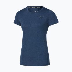 Koszulka do biegania damska Mizuno Core Tee. Niebieskie t-shirty damskie Mizuno, xl, bez wzorów, z materiału, klasyczne, bez kołnierzyka. Za 139.99 zł.