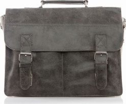 Belveder Torba na ramię skórzana Vintage szara BV35. Szare torby na ramię męskie Belveder, bez wzorów, vintage, na ramię. Za 369.90 zł.