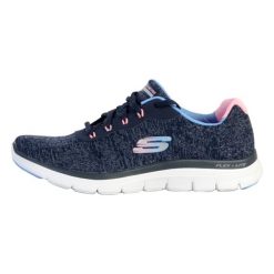Buty treningowe damskie Skechers Flex Appeal 40 Fresh. Niebieskie obuwie sportowe damskie Skechers, bez wzorów, z materiału. Za 363.99 zł.