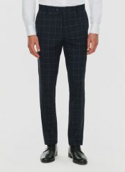 PAKO LORENTE – Granatowe garniturowe spodnie męskie. Eleganckie spodnie męskie Pako Lorente, m, bez wzorów, z elastanu. Za 299.99 zł.