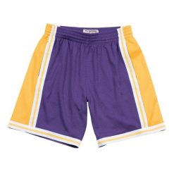 Krótki Los Angeles Lakers nba. Fioletowe krótkie spodenki sportowe męskie Mitchell & Ness, l, bez wzorów, do koszykówki. Za 426.00 zł.