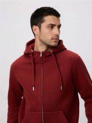 Bluza z kapturem - karminowy. Czerwone bluzy męskie Reserved, l, bez wzorów, z bawełny, z kapturem. Za 149.99 zł.