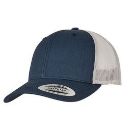 Dwukolorowa Czapka Trucker Retro. Niebieskie czapki i kapelusze damskie FLEXFIT, bez wzorów, retro. Za 58.99 zł.