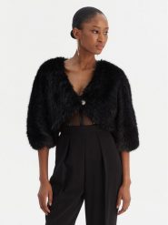 Rinascimento Futro CFC0020149002 Czarny Regular Fit. Czarne płaszcze damskie Rinascimento, l, bez wzorów, z futra, bez kaptura. Za 619.99 zł.