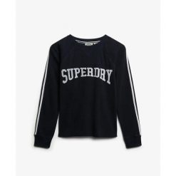 Damska koszulka z długim rękawem Superdry Athletic Essentials. Niebieskie t-shirty damskie Superdry., s, bez wzorów, z materiału, eleganckie, bez kołnierzyka. Za 152.20 zł.