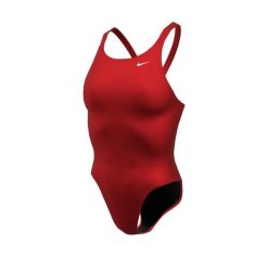 Strój pływacki jednoczęściowy damski Nike Hydrastrong Solid Fastback. Czerwone kostiumy jednoczęściowe damskie Nike, bez wzorów, sportowe, do pływania. Za 189.99 zł.