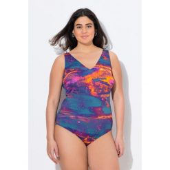 Damski Strój kąpielowy bez miękkich miseczek dekolt w serek z recyklingu. Brązowe kostiumy jednoczęściowe damskie Ulla Popken, plus size, bez wzorów, z elastanu, sportowe, plus size. W wyprzedaży za 159.99 zł.