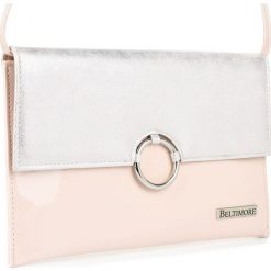 Beltimore Różowo- srebrna oryginalna damska torebka kopertówka na pasku usztywniana W63. Czerwone kopertówki damskie Beltimore, bez wzorów, bez dodatków. Za 74.79 zł.