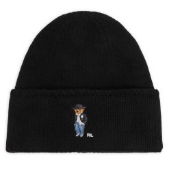 Czapka Polo Ralph Lauren. Czarne czapki i kapelusze męskie Polo Ralph Lauren, na zimę, bez wzorów. Za 419.99 zł.