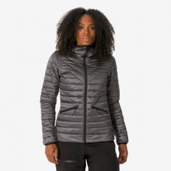 Kurtka narciarska damska 500 light. Fioletowe kurtki damskie WED'ZE, l, bez wzorów, z materiału, długie, z kapturem, narciarskie. Za 179.99 zł.