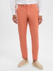Finshley & Harding London spodnie garniturowe Mężczyźni Slim Fit Sztuczne włókno pomarańczowy, 50. Brązowe eleganckie spodnie męskie Finshley & Harding London, m, bez wzorów, z wiskozy. Za 229.95 zł.