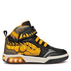 Sneakersy Geox. Czarne trampki i tenisówki chłopięce Geox, bez wzorów, bez zapięcia. Za 269.99 zł.
