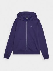 4F Bluza dresowa rozpinana z kapturem damska - granatowa M. Niebieskie bluzy damskie 4f, m, bez wzorów, z bawełny, z kapturem. W wyprzedaży za 119.99 zł.