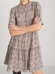 Wzorzysta sukienka mini - wielobarwny. Sukienki damskie Sinsay, l, bez wzorów, bez kołnierzyka, bez ramiączek, mini. Za 39.99 zł.