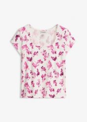 Koszulka z elastycznej bawełny. Czerwone t-shirty damskie bonprix, bez wzorów, z bawełny, bez kołnierzyka. Za 47.99 zł.