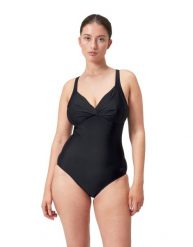 Damski kostium kąpielowy 1-częściowy Speedo Cross Knot Shaping. Czarne kostiumy jednoczęściowe damskie Speedo, bez wzorów, z materiału, klasyczne, moda ciążowa, do pływania. Za 290.85 zł.