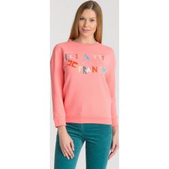 BLUZA ELISABETTA FRANCHI. Czerwone bluzy damskie Elisabetta Franchi, z aplikacjami, z bawełny, bez kaptura. Za 449.00 zł.