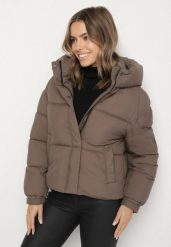 Ciemnozielona Pikowana Kurtka Puffer z Kapturem i Kieszonką przy Rękawie Galieana. Zielone kurtki sportowe damskie Born2be, l, bez wzorów, z dzianiny, z kapturem, trekkingowe. Za 169.99 zł.