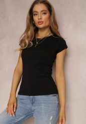 Czarny T-shirt Nephegenia. Czarne bluzki damskie Renee, s, bez wzorów, z bawełny, klasyczne, bez kołnierzyka. Za 24.99 zł.