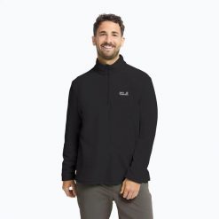 Bluza polarowa męska Jack Wolfskin Taunus 100 Half Zip. Czarne bluzy męskie Jack Wolfskin, l, bez wzorów, z materiału, bez kaptura. Za 209.99 zł.