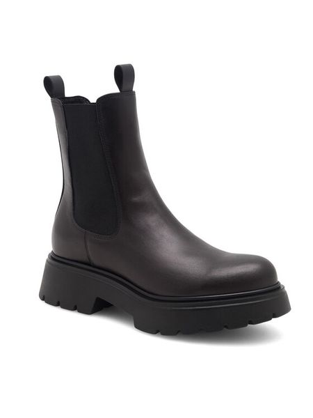 Badura Sztyblety DAFNE-I23 24920PE Czarny. Czarne botki damskie Badura, ze skóry, bez obcasa, na płaskiej podeszwie, bez zapięcia. Za 299.99 zł.