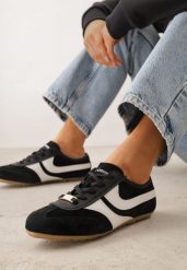 Czarne Sneakersy Klasyczne Tenisówki z Zamszu Naturalnego Talanashta. Czarne trampki i tenisówki damskie Renee, bez wzorów, z jeansu, klasyczne, bez zapięcia. Za 199.99 zł.