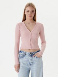 Guess Kardigan V6RP06 K8RT2 Różowy Regular Fit. Czerwone swetry damskie Guess, s, z aplikacjami, z wiskozy, bez kołnierzyka, bez ramiączek, bez kaptura. Za 269.99 zł.