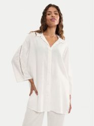 Triumph Koszulka piżamowa Summer Wear 10227228 Biały Regular Fit. Białe koszule nocne damskie Triumph, bez wzorów, ze lnu. Za 179.99 zł.