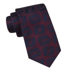 Modny Męski Krawat - Alties - Bordowy w Duży Granatowy Wzór. Czerwone krawaty i muchy Alties, bez wzorów, z tkaniny, eleganckie. Za 49.00 zł.