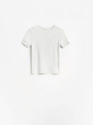 T-shirt z modalem - jasnoszary. Szare t-shirty damskie Reserved, l, bez wzorów, z bawełny, bez kołnierzyka. Za 49.99 zł.
