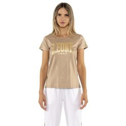 Koszulka na co dzień na siłownię. Żółte koszulki sportowe damskie LEONE 1947 APPAREL, bez wzorów, z bawełny, sportowe, bez kołnierzyka. W wyprzedaży za 109.46 zł.