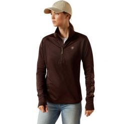 Polaire 1/2 Zip damska Ariat Team EQ. Brązowe bluzy sportowe damskie Ariat, bez wzorów, z polaru, bez kaptura, do jazdy konnej. Za 361.00 zł.