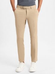 Finshley & Harding Spodnie Mężczyźni Slim Fit Sztuczne włókno beżowy, 98. Brązowe eleganckie spodnie męskie Finshley & Harding, m, bez wzorów, z włókna. Za 279.95 zł.