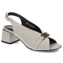 Szare Sandały Karino Eleganckie Obuwie Damskie. Szare klapki damskie Karino, z aplikacjami, ze skóry, biznesowe, bez obcasa, na obcasie. Za 309.00 zł.