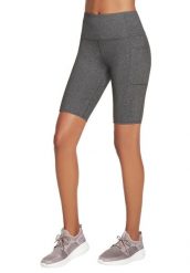 Spodenki sportowe damskie Skechers Go Walk High Waisted Bike Short. Szare szorty sportowe damskie Skechers, na zimę, m, bez wzorów, z elastanu, sportowe, rowerowe. Za 129.99 zł.