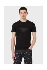 EMPORIO ARMANI T-shirt męski, czarny wyszywane logo, Rozmiar L. Czarne t-shirty męskie Emporio Armani, l, bez wzorów, z bawełny, bez kołnierzyka. W wyprzedaży za 313.99 zł.