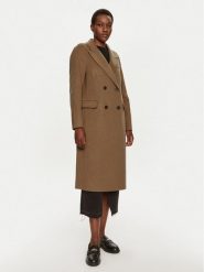 Tommy Hilfiger Płaszcz wełniany WW0WW42621 Khaki Regular Fit. Brązowe płaszcze damskie Tommy Hilfiger, na zimę, bez wzorów, z syntetyku, bez kaptura. Za 949.99 zł.