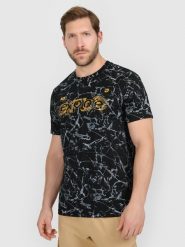 4F T-shirt regular z nadrukiem męski - czarny L. Czarne t-shirty męskie 4f, l, bez wzorów, z bawełny, bez kołnierzyka. Za 79.99 zł.