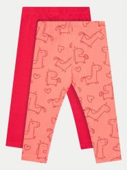 OVS Komplet 2 par legginsów 1975848 Pomarańczowy Slim Fit. Brązowe legginsy dla dziewczynek OVS, bez wzorów, z bawełny. Za 39.99 zł.