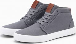 Ombre Wysokie męskie buty trampki z bawełnianego płótna szare V3 OM-FOTH-0156 42. Szare trampki męskie Ombre, bez wzorów, z bawełny, bez zapięcia. Za 169.99 zł.