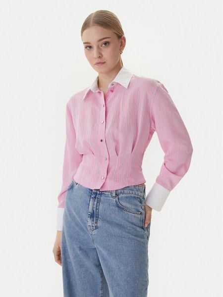 Morgan Koszula 261-CLICK.F Różowy Slim Fit. Czerwone bluzki damskie Morgan, bez wzorów, bez kołnierzyka, bez ramiączek. Za 279.99 zł.