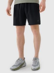 Spodenki treningowe szybkoschnące męskie 4F 4FWSS26TFSHM1278. Czarne krótkie spodenki sportowe męskie 4f, m, bez wzorów, z elastanu, na fitness i siłownię. Za 80.99 zł.