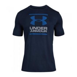 Koszulka treningowa męska Under Armour Gl Foundation. Niebieskie koszulki sportowe męskie Under Armour, m, bez wzorów, bez kołnierzyka, bez ramiączek, do piłki nożnej. W wyprzedaży za 82.00 zł.