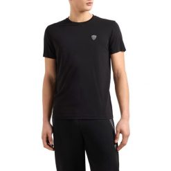 Koszulka sportowa męska EA7 Emporio Armani t-shirt na lato czarny. Czarne koszulki sportowe męskie EA7, na lato, m, bez wzorów, sportowe, bez kołnierzyka. Za 299.00 zł.