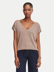 Morgan Bluzka 262-MRINGO Beżowy ciemny Oversize. Brązowe koszule damskie Morgan, m, bez wzorów, z wiskozy, bez kołnierzyka, bez ramiączek. Za 209.99 zł.